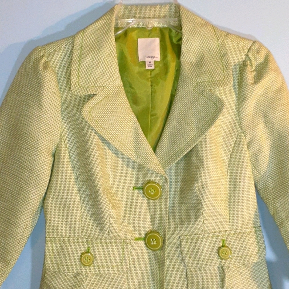 NWT Halogen Brand Green White Linen Jacket Size XS